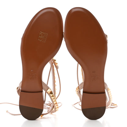 Valentino Garavani Calfskin Rockstud No Limit Gladiator Flat Sandals 39 Nude 5 of 8