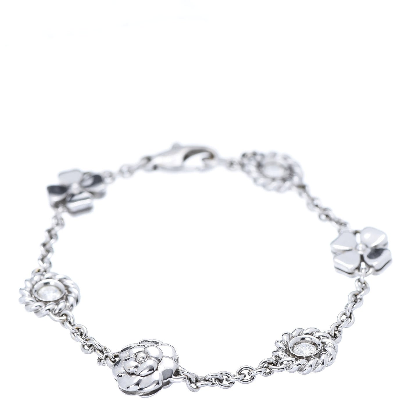 18K White Gold Diamond Camellia Bracelet