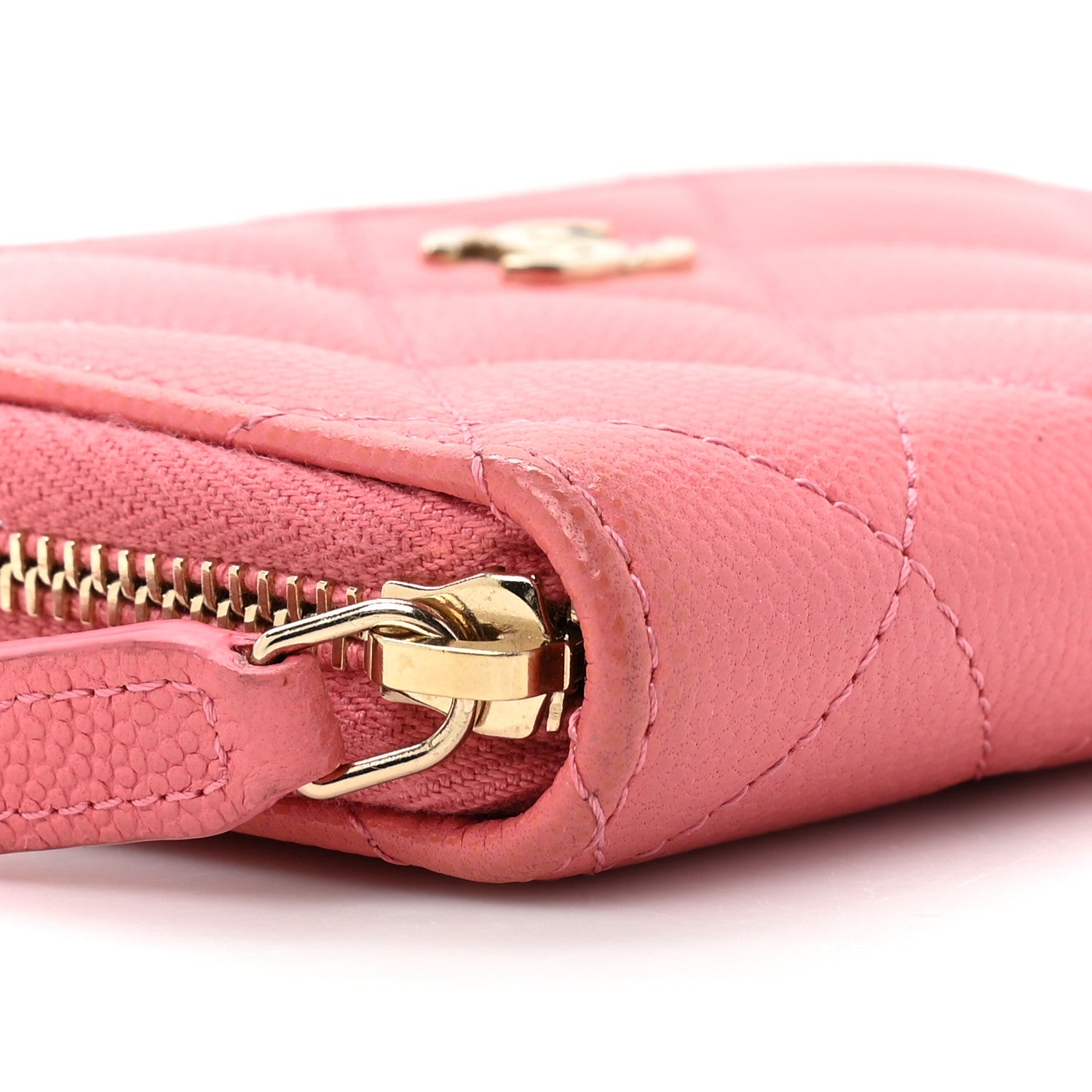 Chanel Caviar Quilted Zip Coin Purse Dark Pink 11 of 15