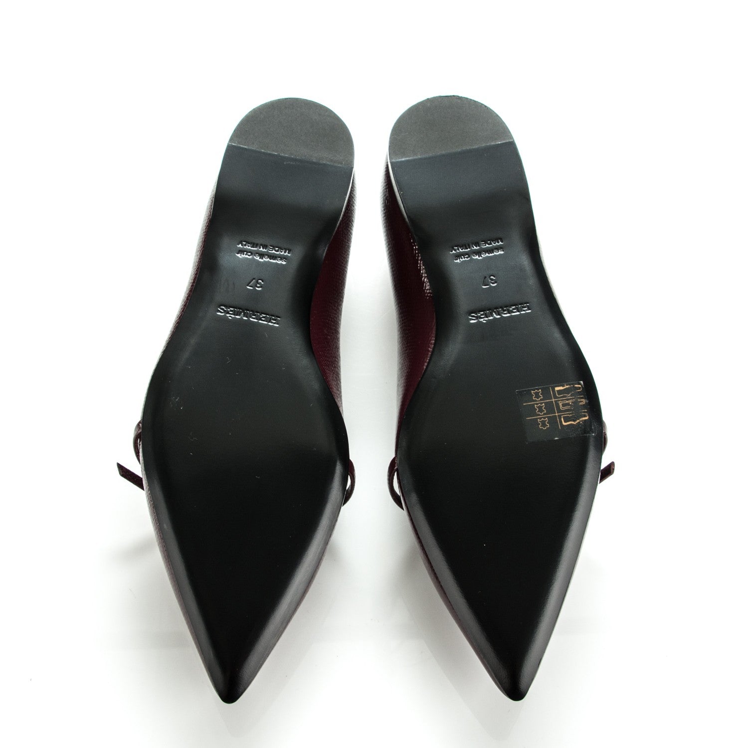 Hermes Patent Epsom Laura Ballerina Flats 37 Bordeaux 5 of 7