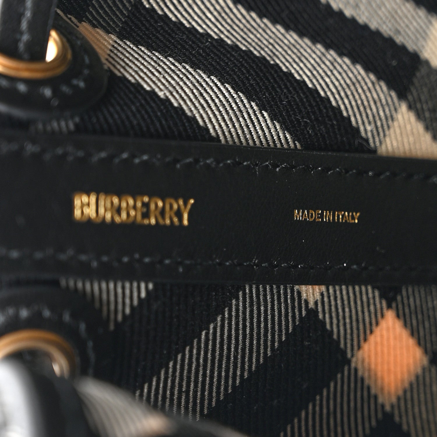 Burberry Check Mini Bucket Bag Black Calico 6 of 10