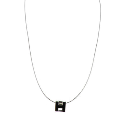 Hermes Palladium Laquered Cage d'H Necklace Black 1 of 5