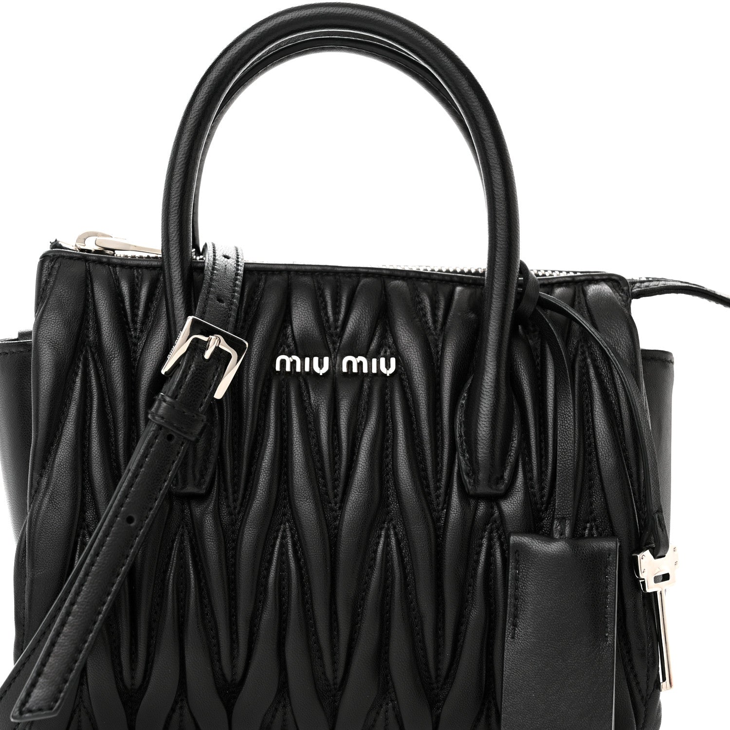 Miu Miu Nappa Matelasse Top Handle Bag Black 7 of 10
