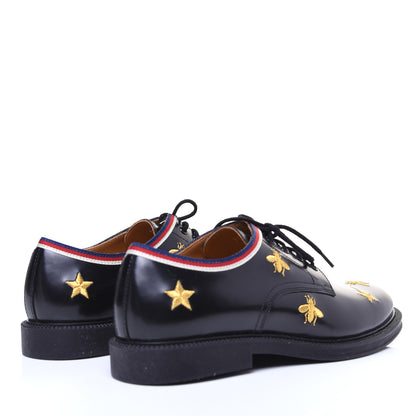 Gucci Patent Bee Star Embroidered Womens Derby Loafers 35 Black 2 of 14