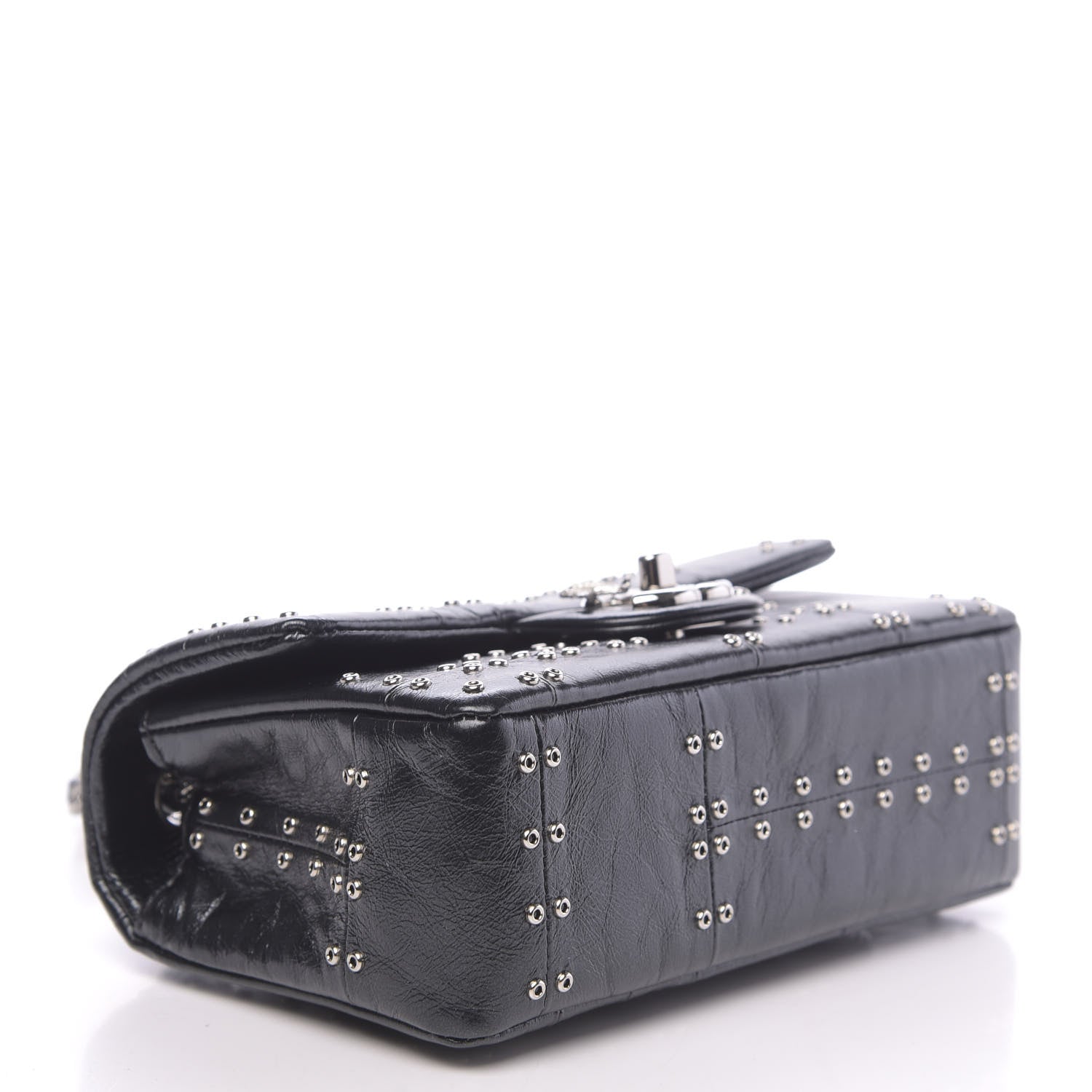 Chanel Glazed Calfskin Grommet Embellished Mini Airline Rectangular Flap Black 4 of 9