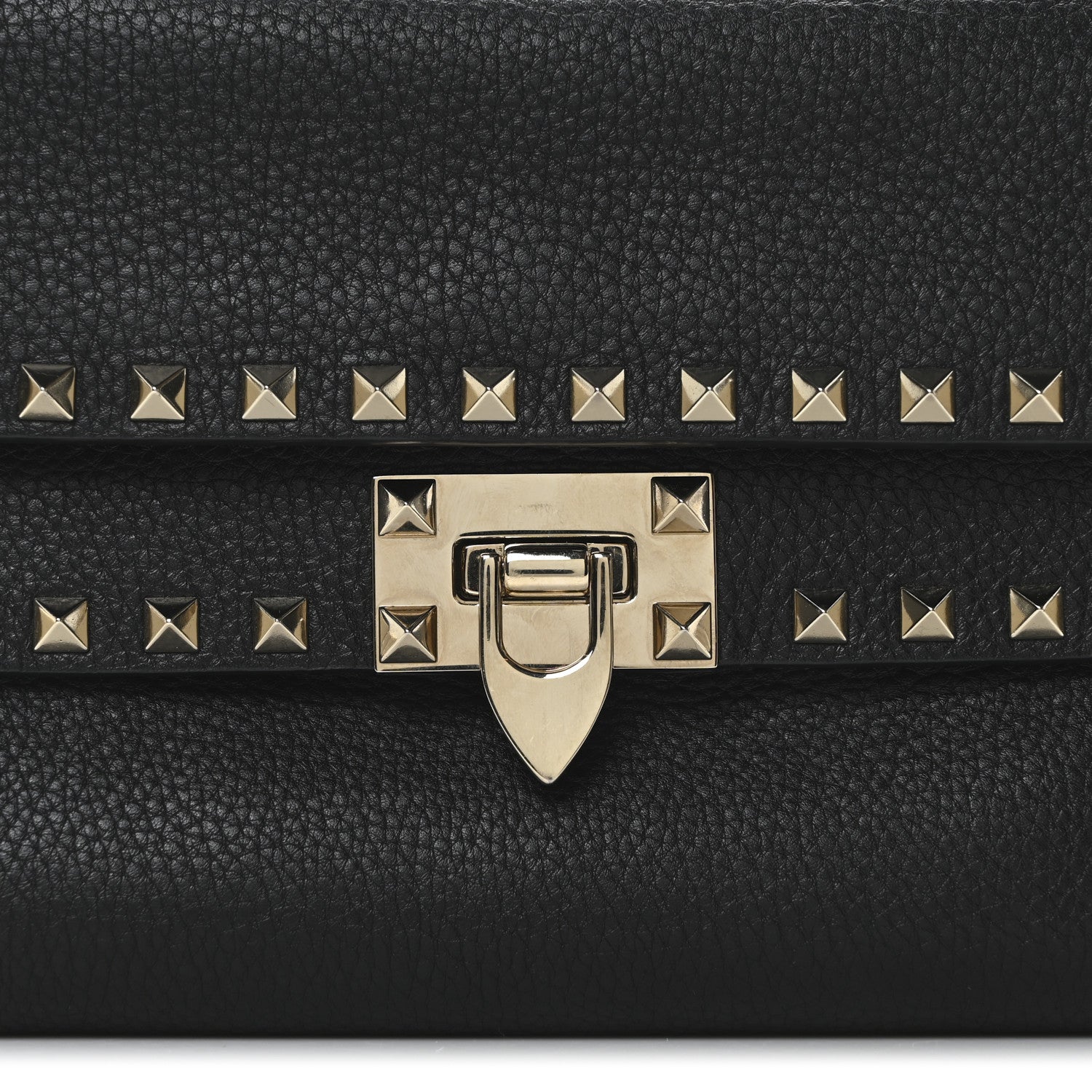 Valentino Garavani Grainy Calfskin Rockstud Double Flap Crossbody Bag Black 7 of 9