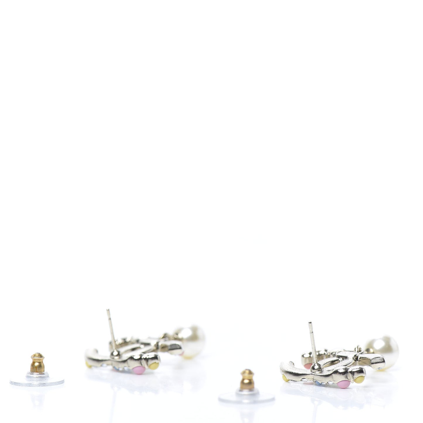 Crystal Resin Pearl CC Drop Earrings Gold Multicolor
