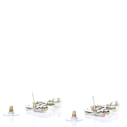 Chanel Crystal Resin Pearl CC Drop Earrings Gold Multicolor 3 of 5