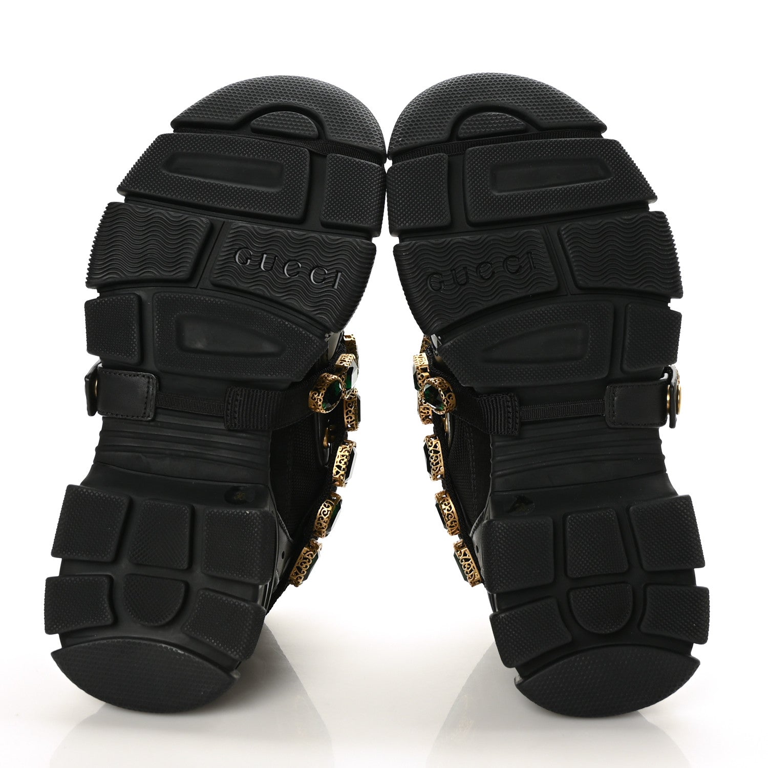 Gucci X SEGA Mesh Suede Calfskin Removable Crystals Womens Flashtrek Sneakers 36 Black Silver 5 of 6