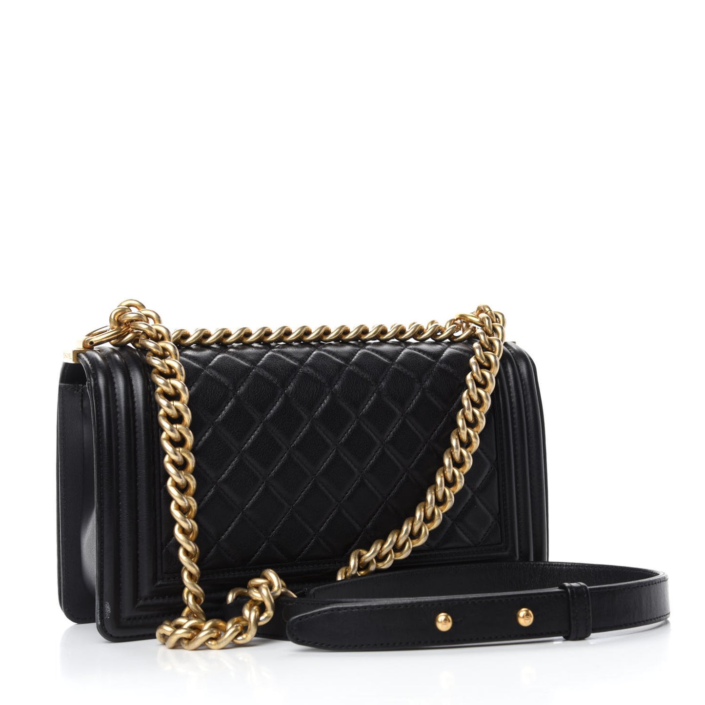 Calfskin Quilted Medium Boy Flap Black