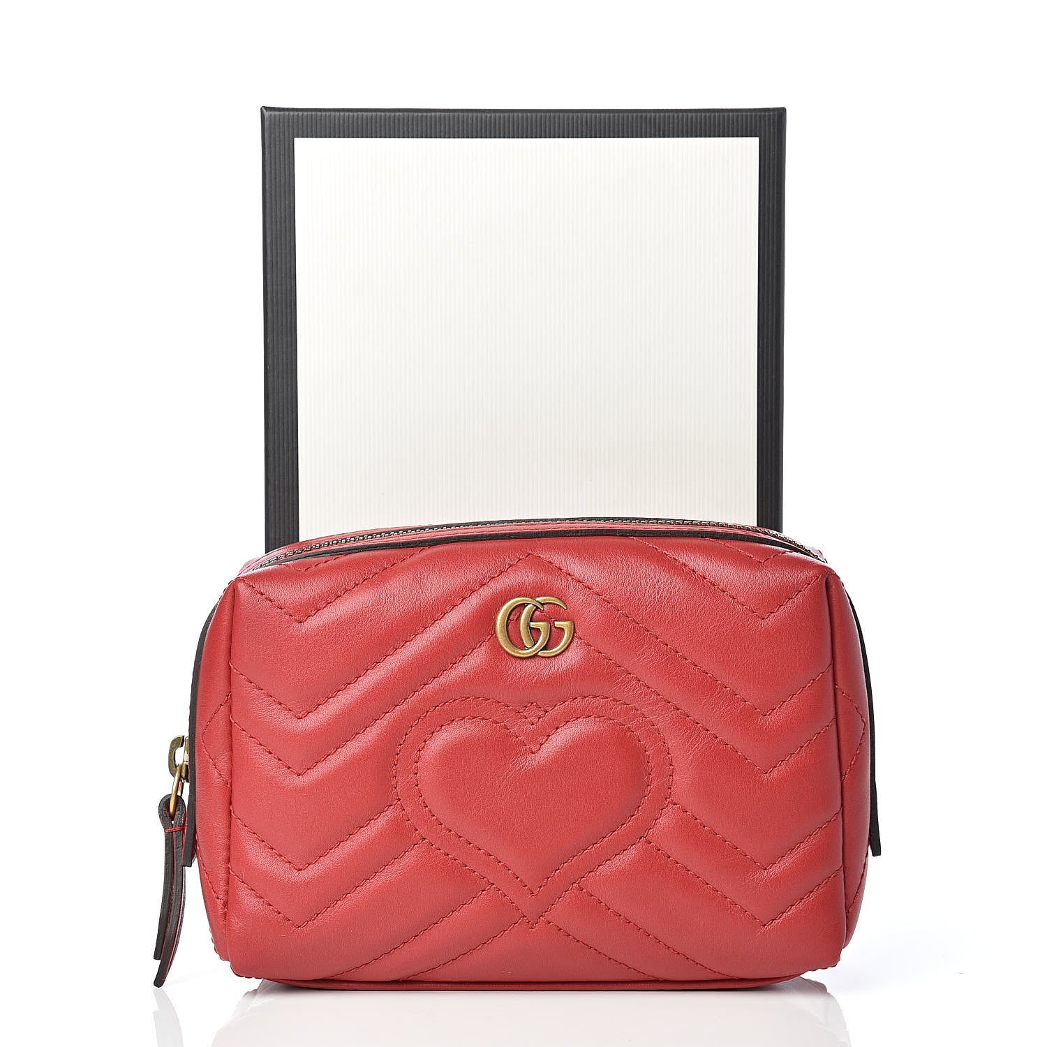 Gucci Calfskin Matelasse GG Marmont Cosmetic Case Hibiscus Red 8 of 8