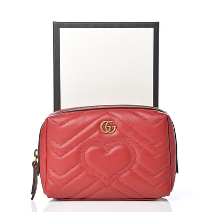 Gucci Calfskin Matelasse GG Marmont Cosmetic Case Hibiscus Red 8 of 8