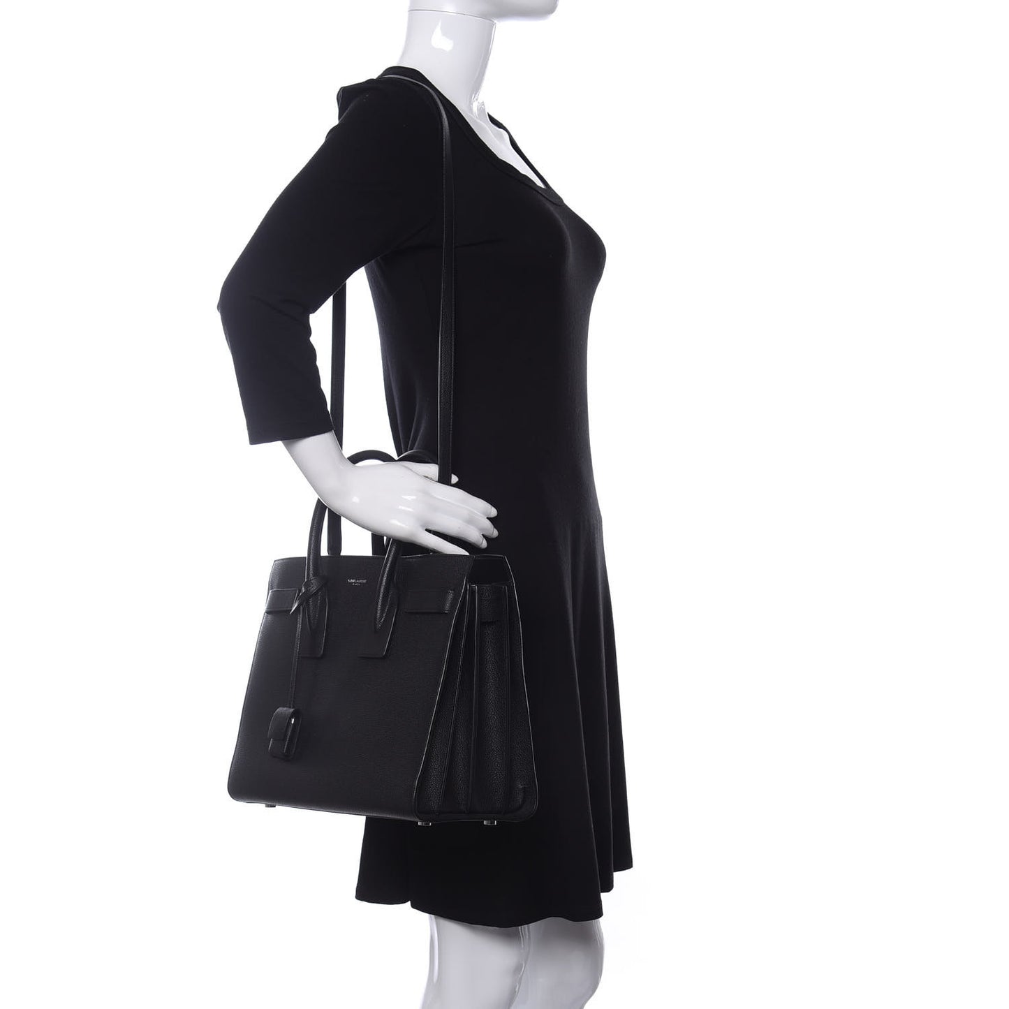 Grained Calfskin Small Sac De Jour Black