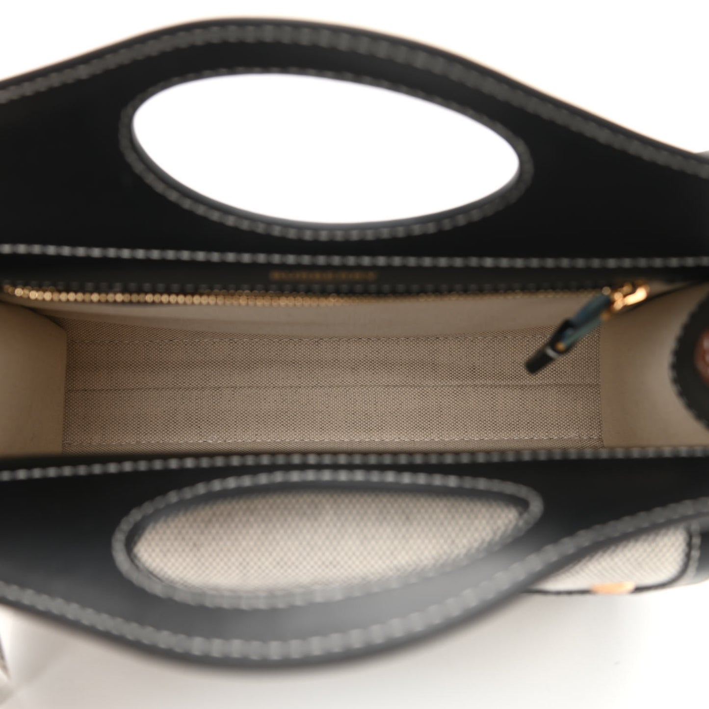 Canvas Smooth Calfskin Two Tone Mini Pocket Bag Black Tan