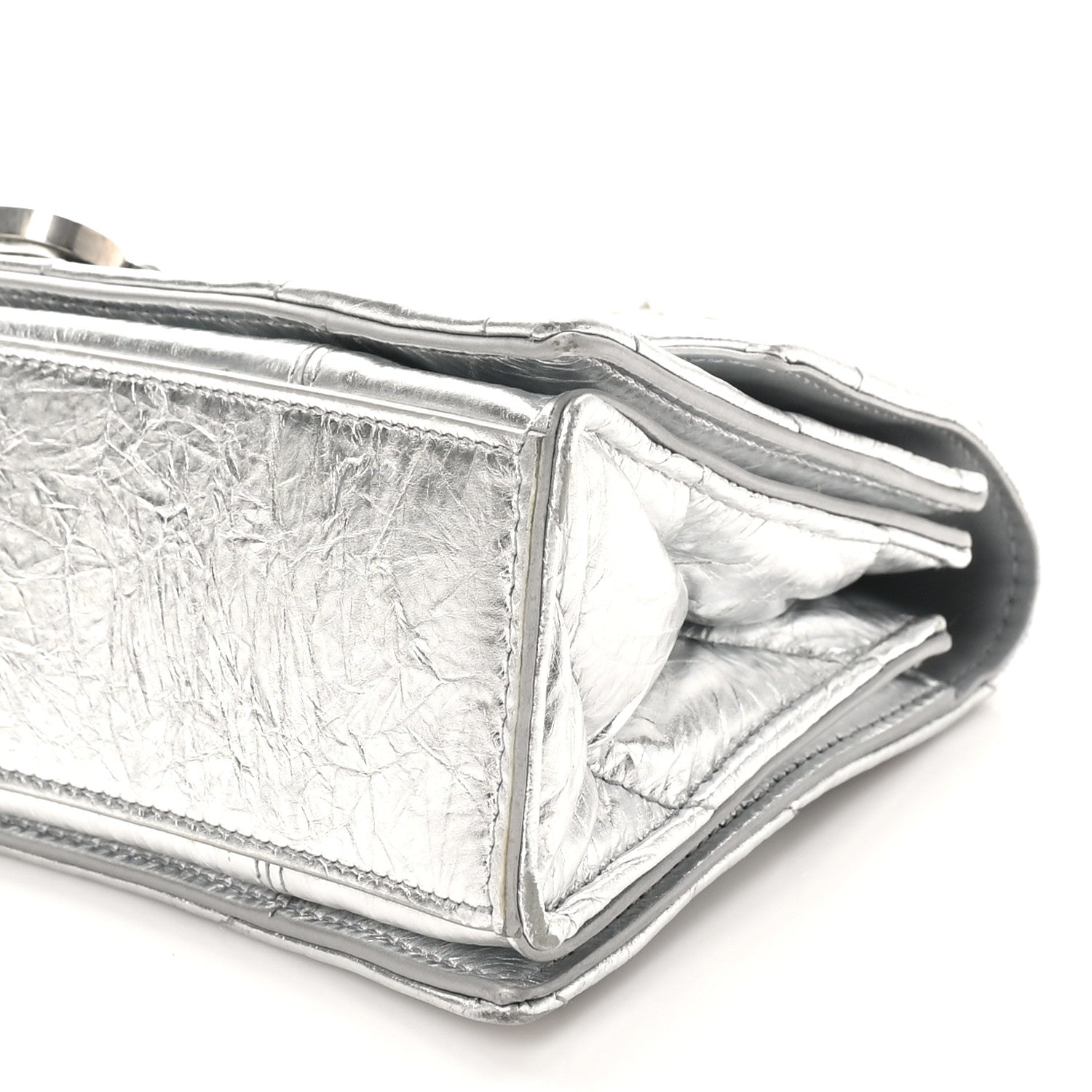 Balenciaga Crushed Calfskin Quilted Small Crush Chain Bag Silver 10 of 10