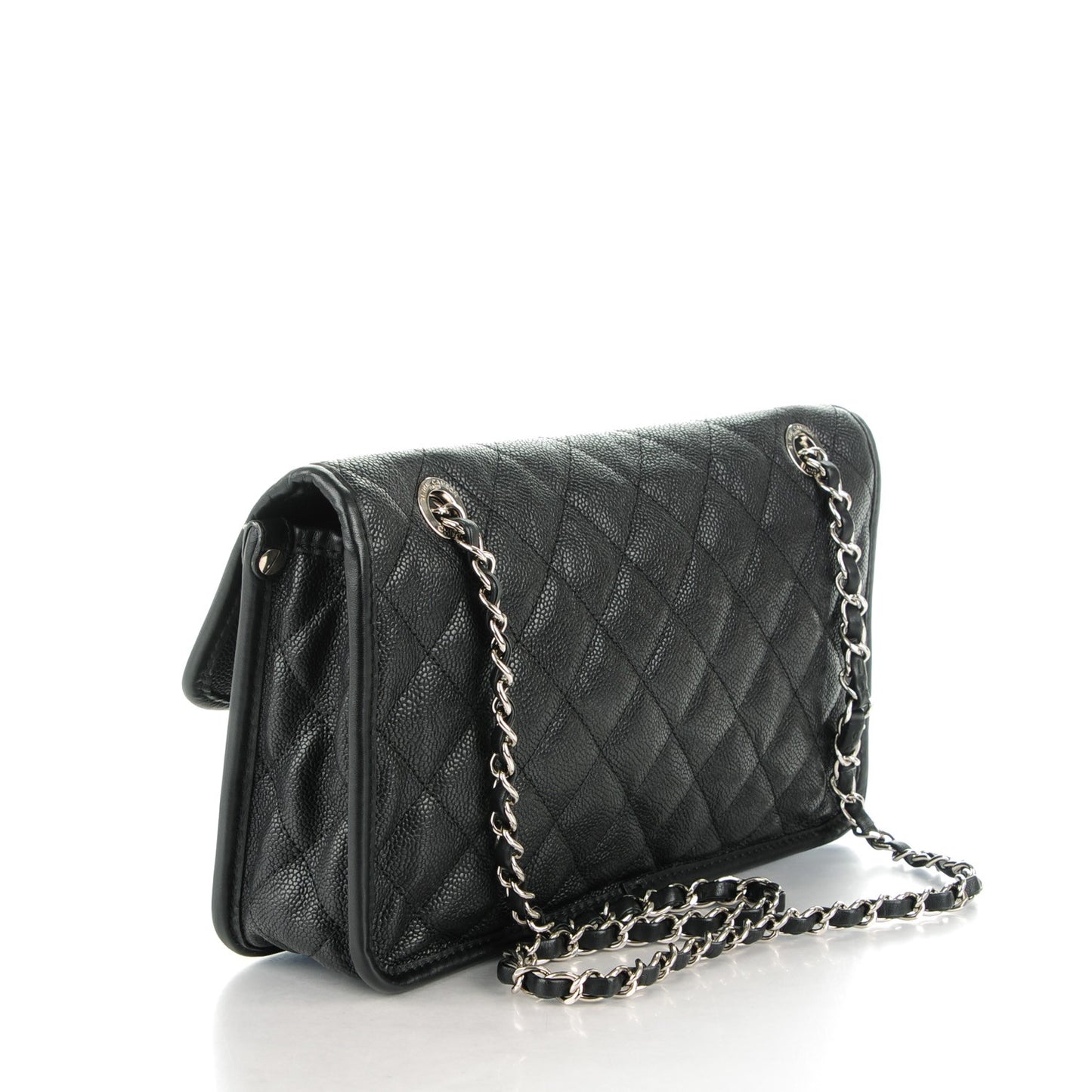 Caviar Quilted Medium French Riviera Flap Black