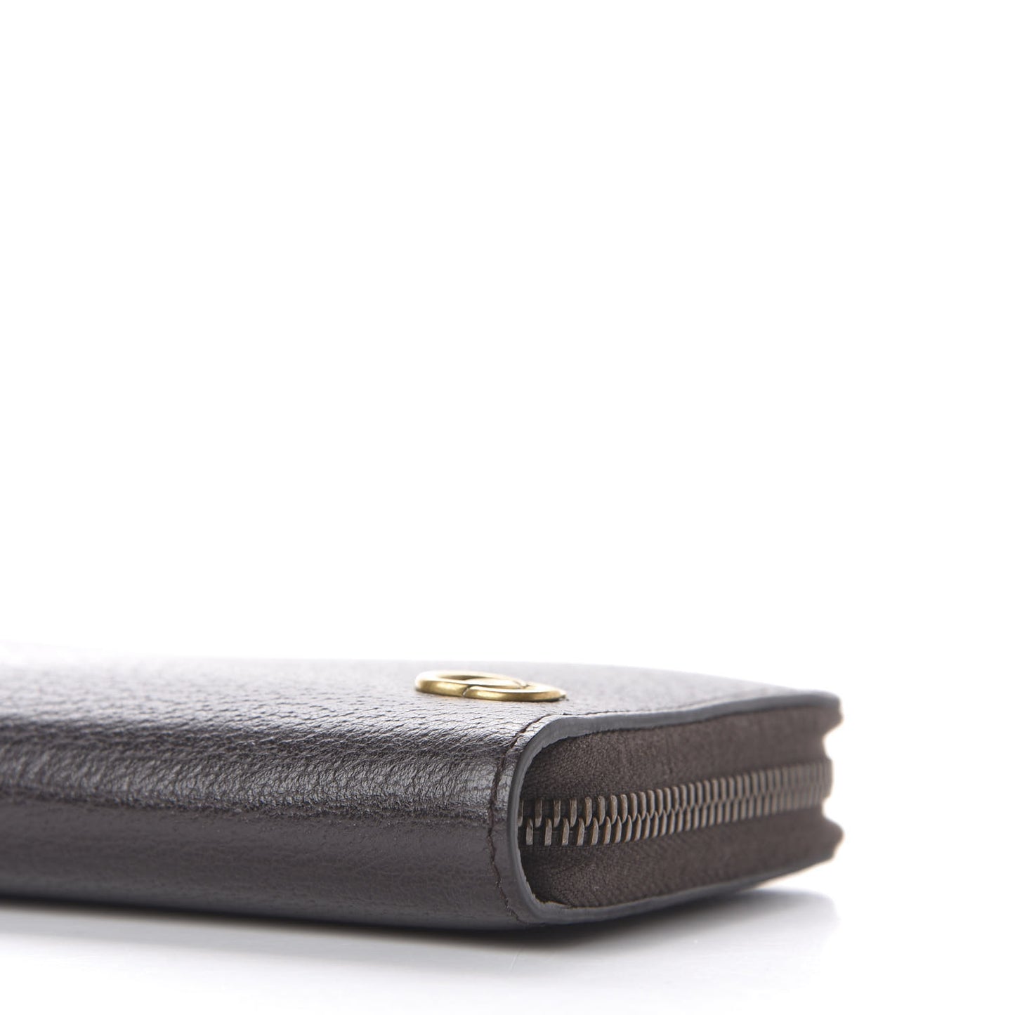 Dollar Calfskin Boar Effect GG Marmont Zip Around Wallet Dark Cocoa