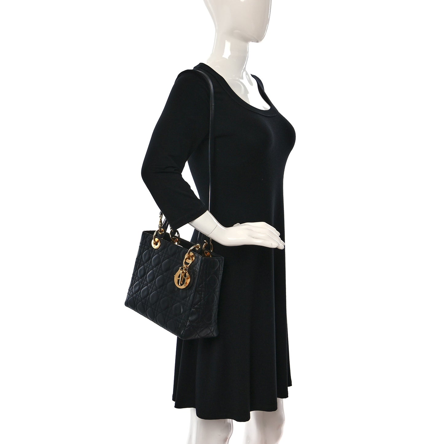 Lambskin Cannage Medium Lady Dior Black