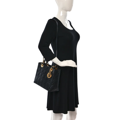 Christian Dior Lambskin Cannage Medium Lady Dior Black 2 of 11