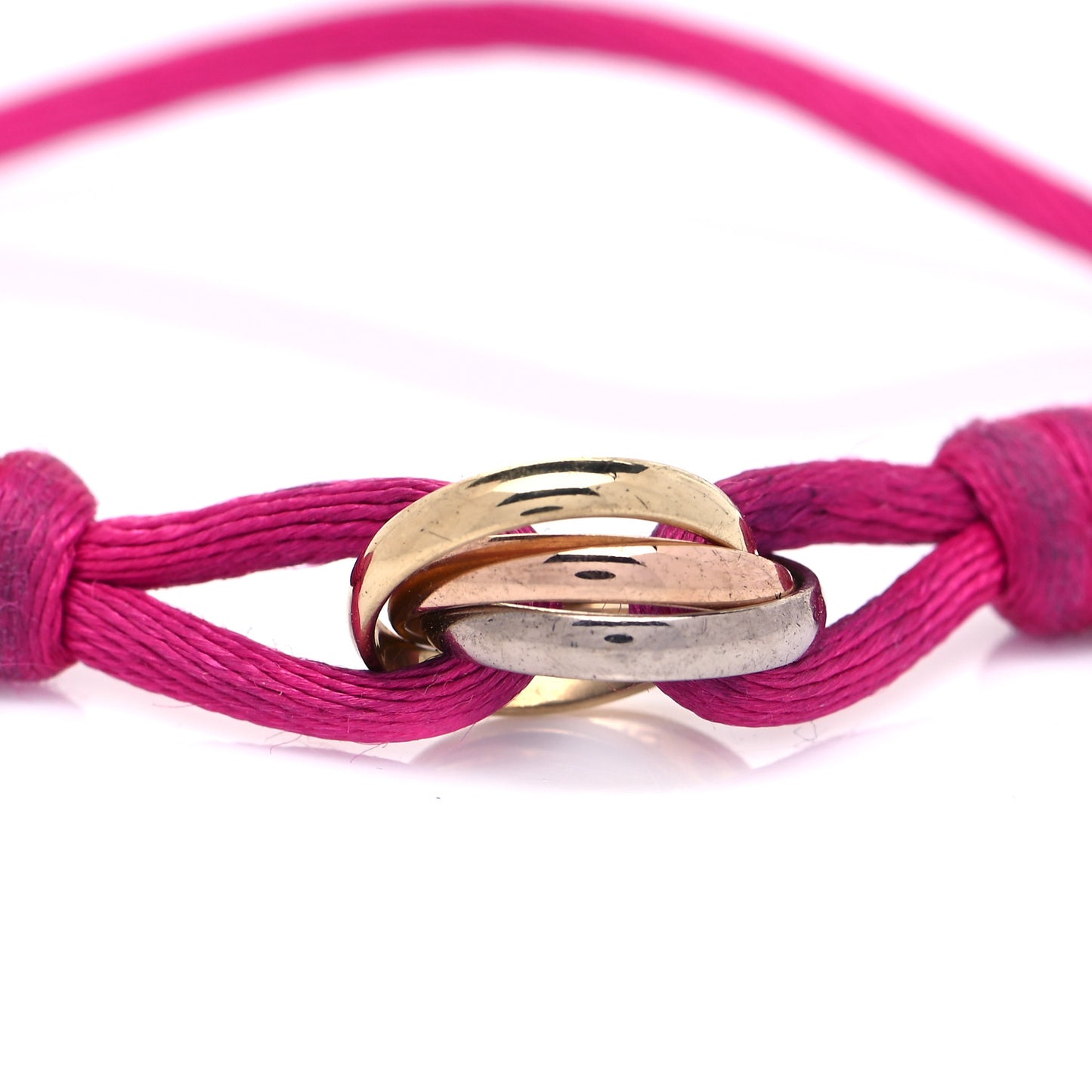 18K Pink Yellow White Gold Trinity Adjustable Cord Bracelet Pink