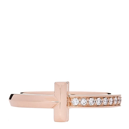 Tiffany 18K Rose Gold Diamond 2.5mm T T1 Ring 54 7 1 of 5