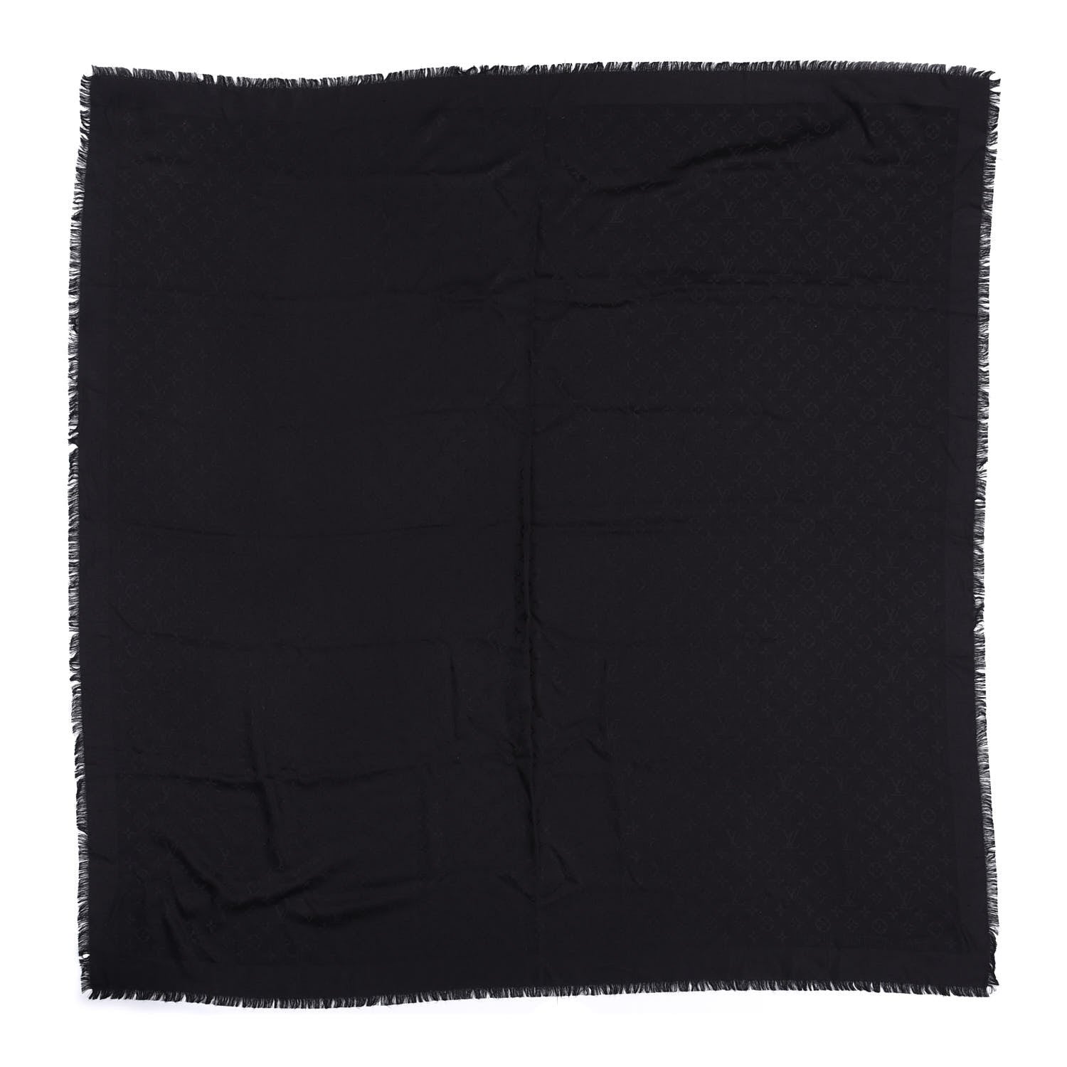 Louis Vuitton Silk Wool Monogram Shawl Black 1 of 3