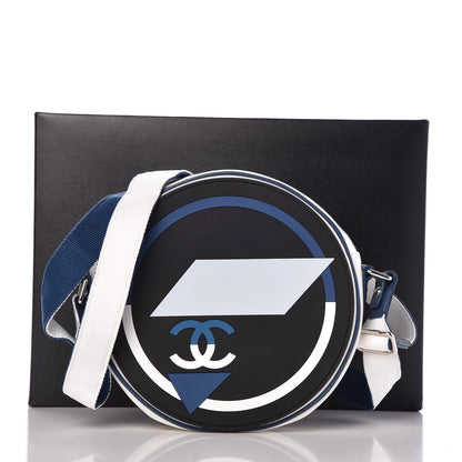 Chanel Canvas Rubber Circle Airline Messenger Bag White Blue 8 of 8