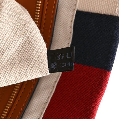 Gucci Canvas Calfskin Web Small Interlocking G Tote Bag Red Blue 8 of 11