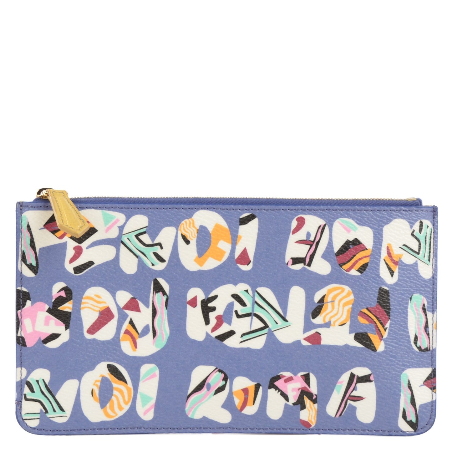 Glazed Fabric Vitello Elite Fendi Roma Zip Pouch Cassis Paglia