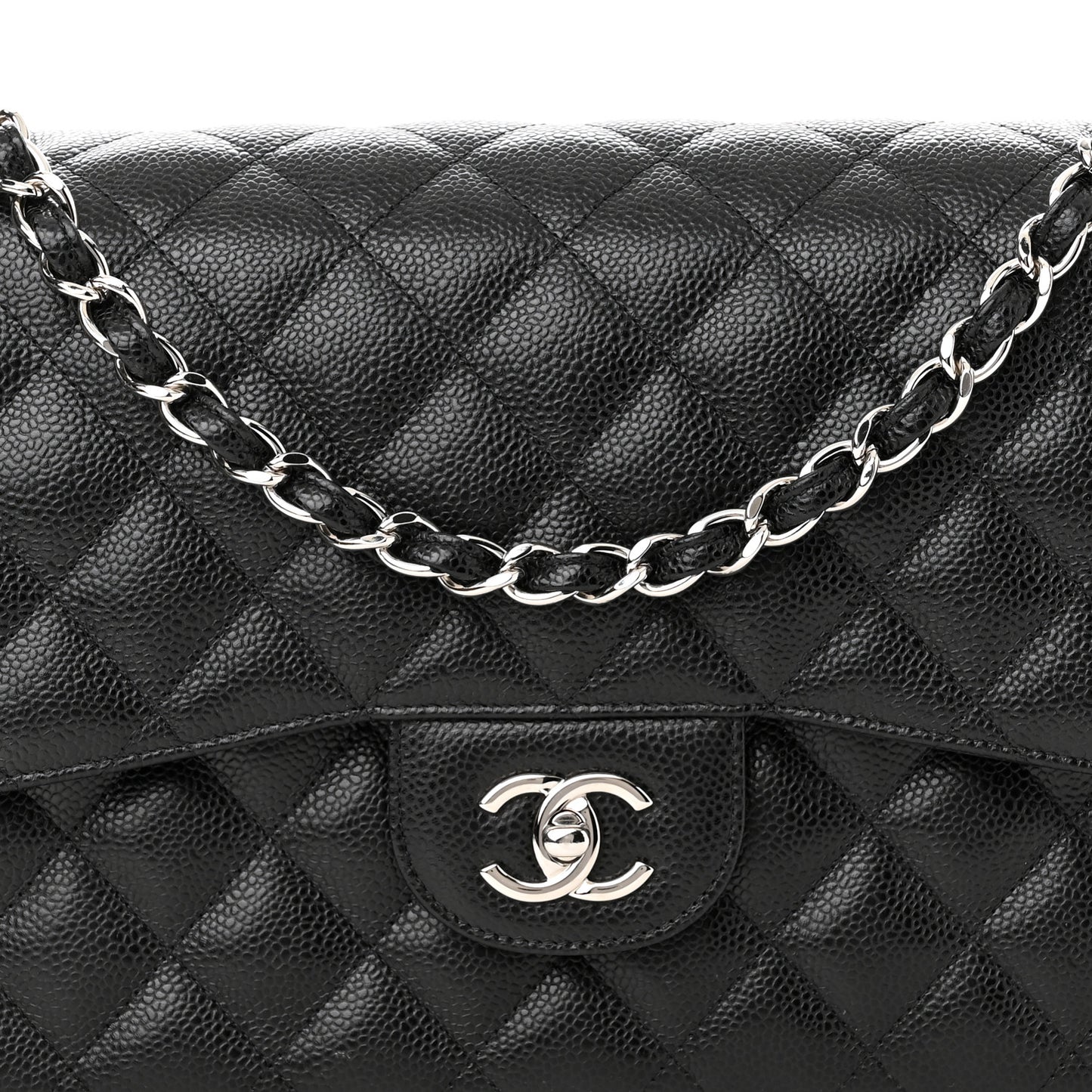 Caviar Quilted Jumbo Double Flap Black