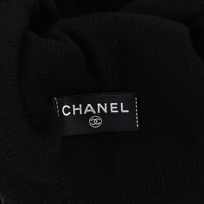 Chanel Cashmere CC Camellia Beanie Hat Black White 3 of 3
