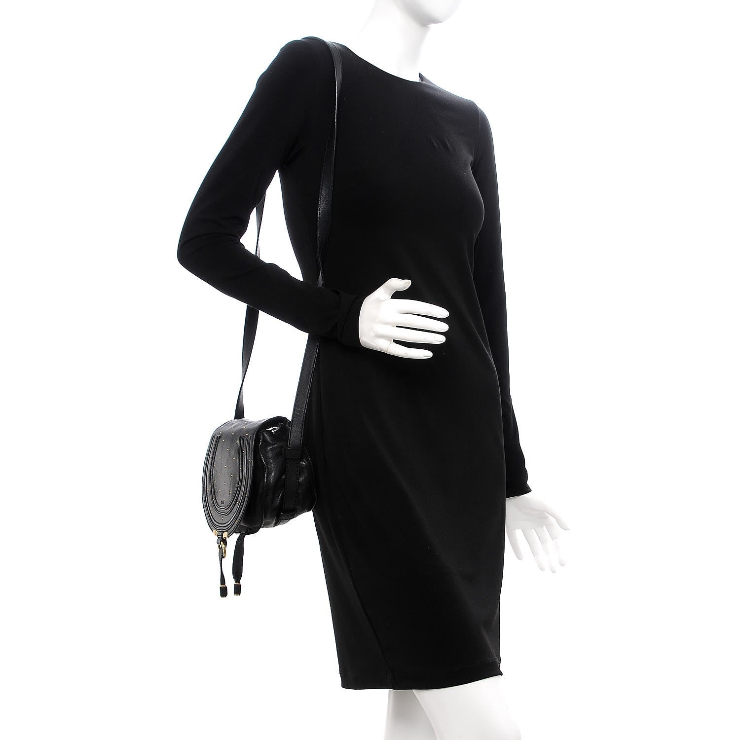 Chloe Calfskin Studded Mini Marcie Crossbody Bag Black 2 of 7