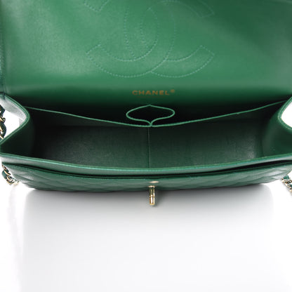 Chanel Metallic Caviar Quilted Jumbo Double Flap Green 5 of 13
