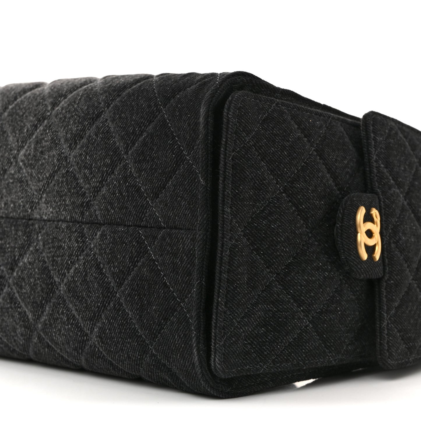 Washed Denim Quilted Small Chanel 25 Handbag Black