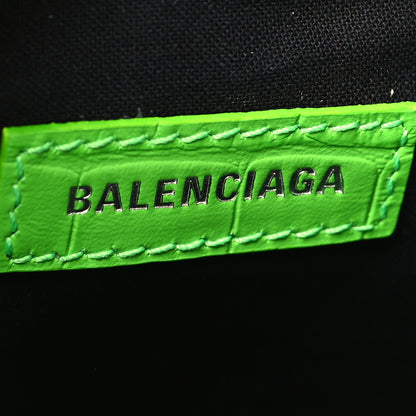 Balenciaga Extra Supple Calfskin Crocodile Embossed Le Cagole Shoulder Bag XS Acid Green 7 of 14