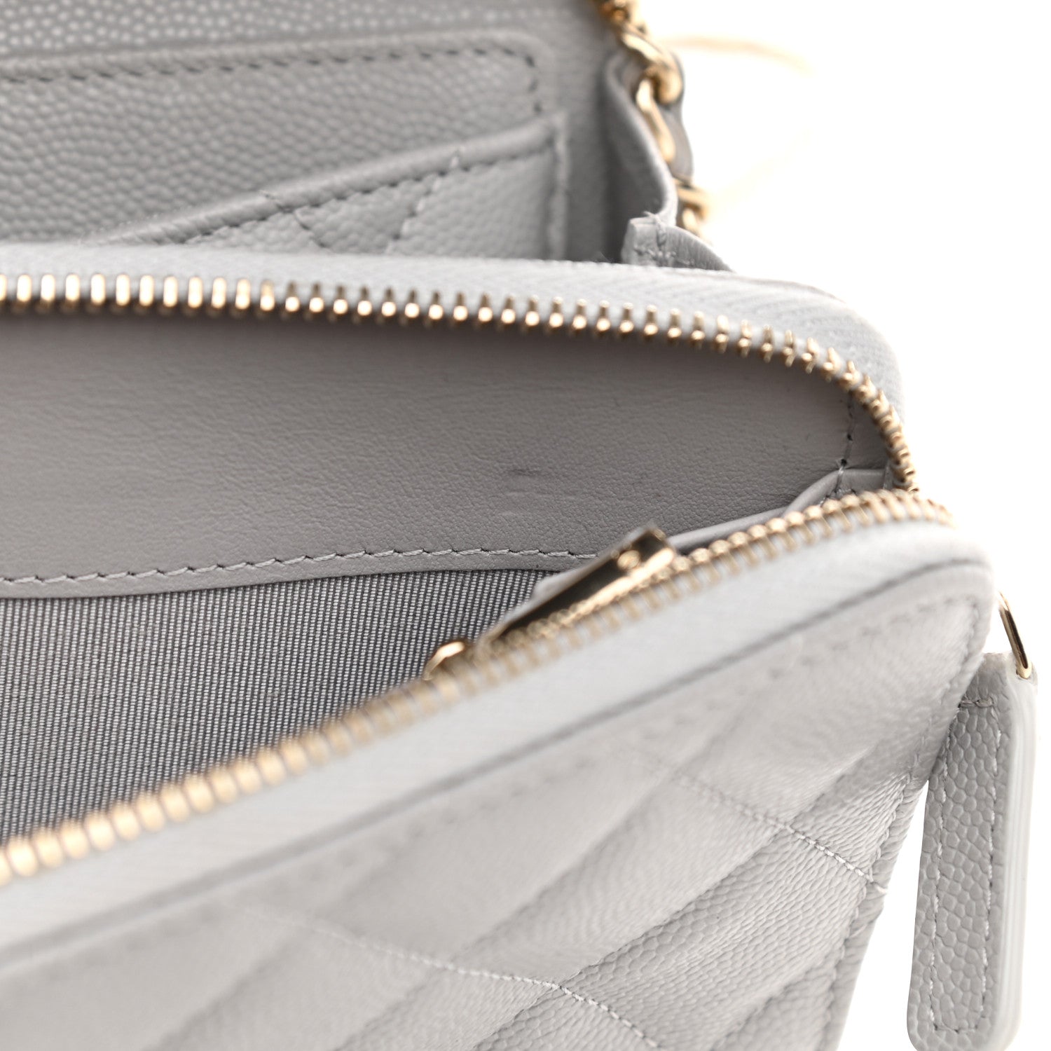 Chanel Caviar Quilted Phone Holder Wallet on Removable Chain Grey 12 of 12