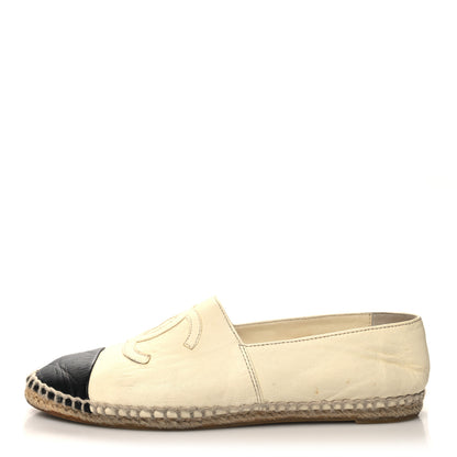 Chanel Lambskin CC Espadrilles 37 White Black 1 of 12