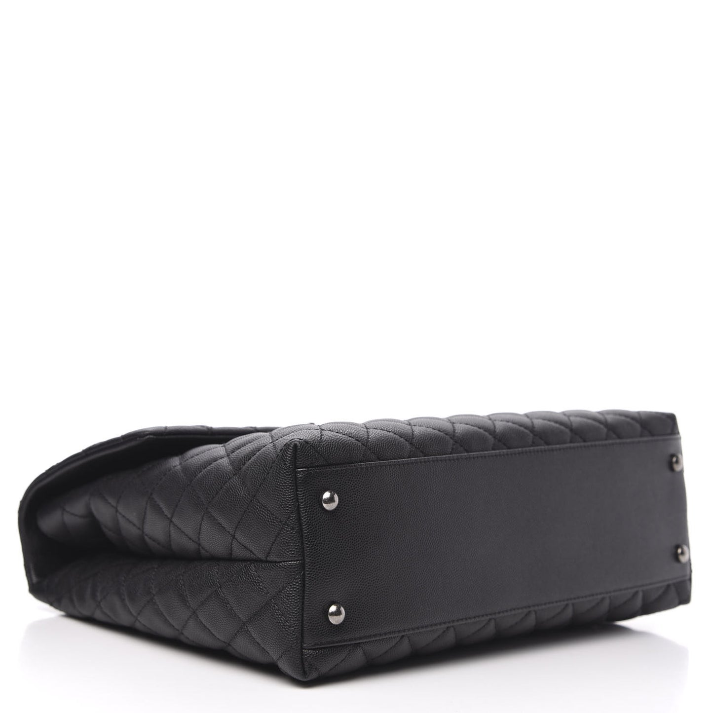 Caviar Lizard Quilted Large Coco Handle Flap Black