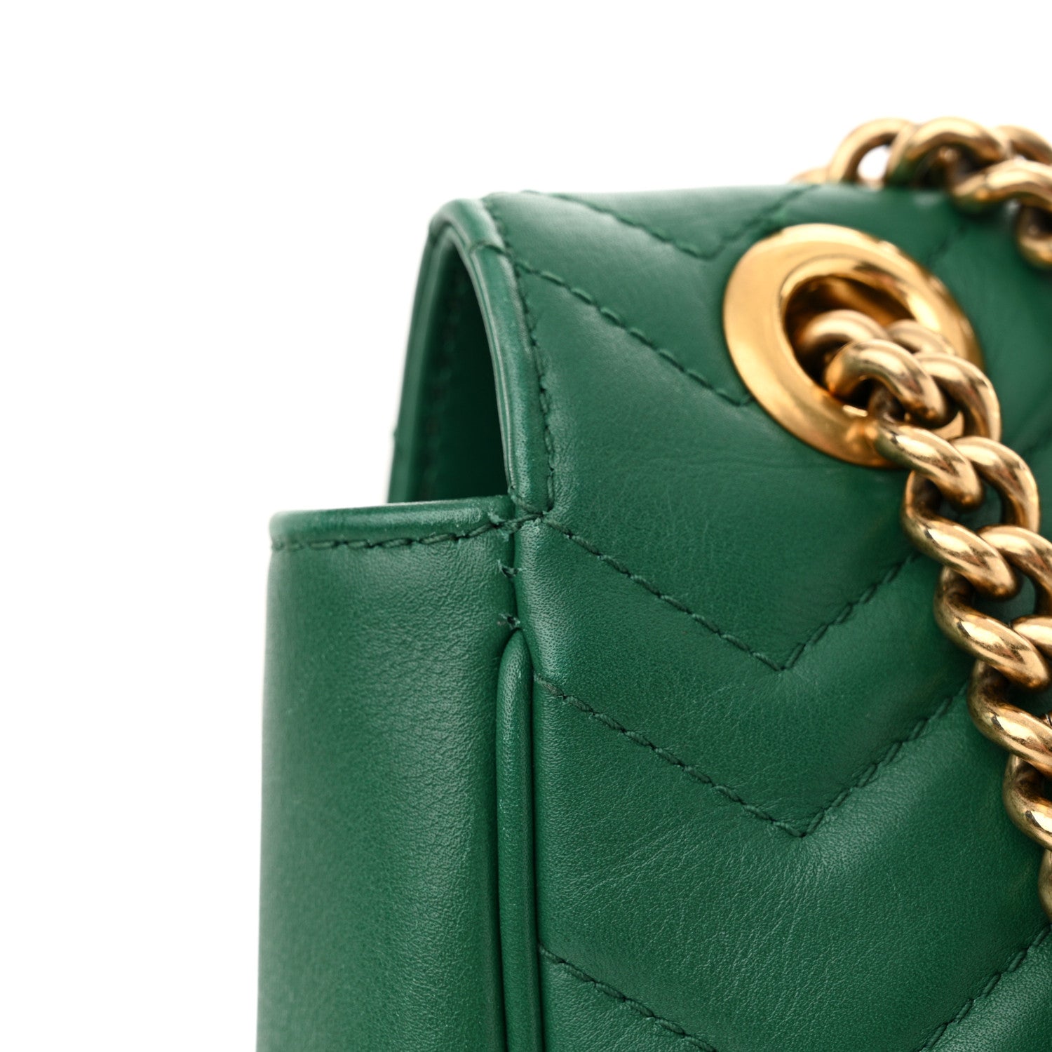 Gucci Calfskin Matelasse Medium GG Marmont Shoulder Bag Emerald Green 15 of 18