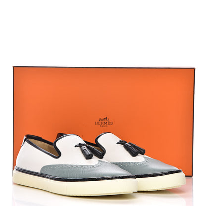 Hermes Epsom Calfskin Mens Must Sneakers 41.5 Celadon Black White 14 of 14