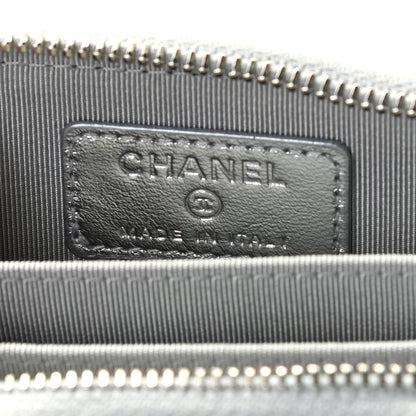 Chanel Gradient Metallic Calfskin Quilted Zip Around Coin Purse Wallet Silver Blue Yellow Purple 4 of 10