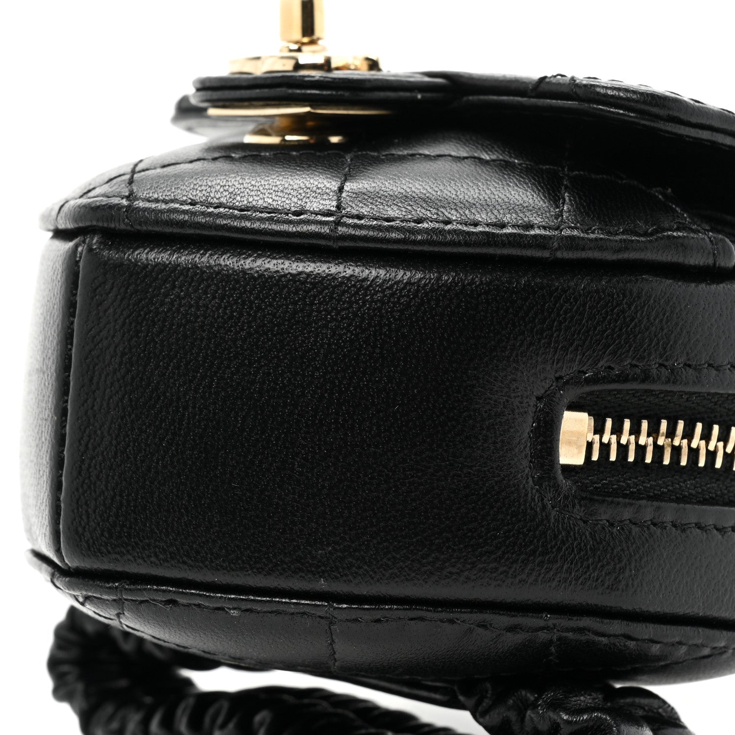 Chanel Lambskin Quilted CC In Love Heart Zipped Arm Coin Purse Black 7 of 9