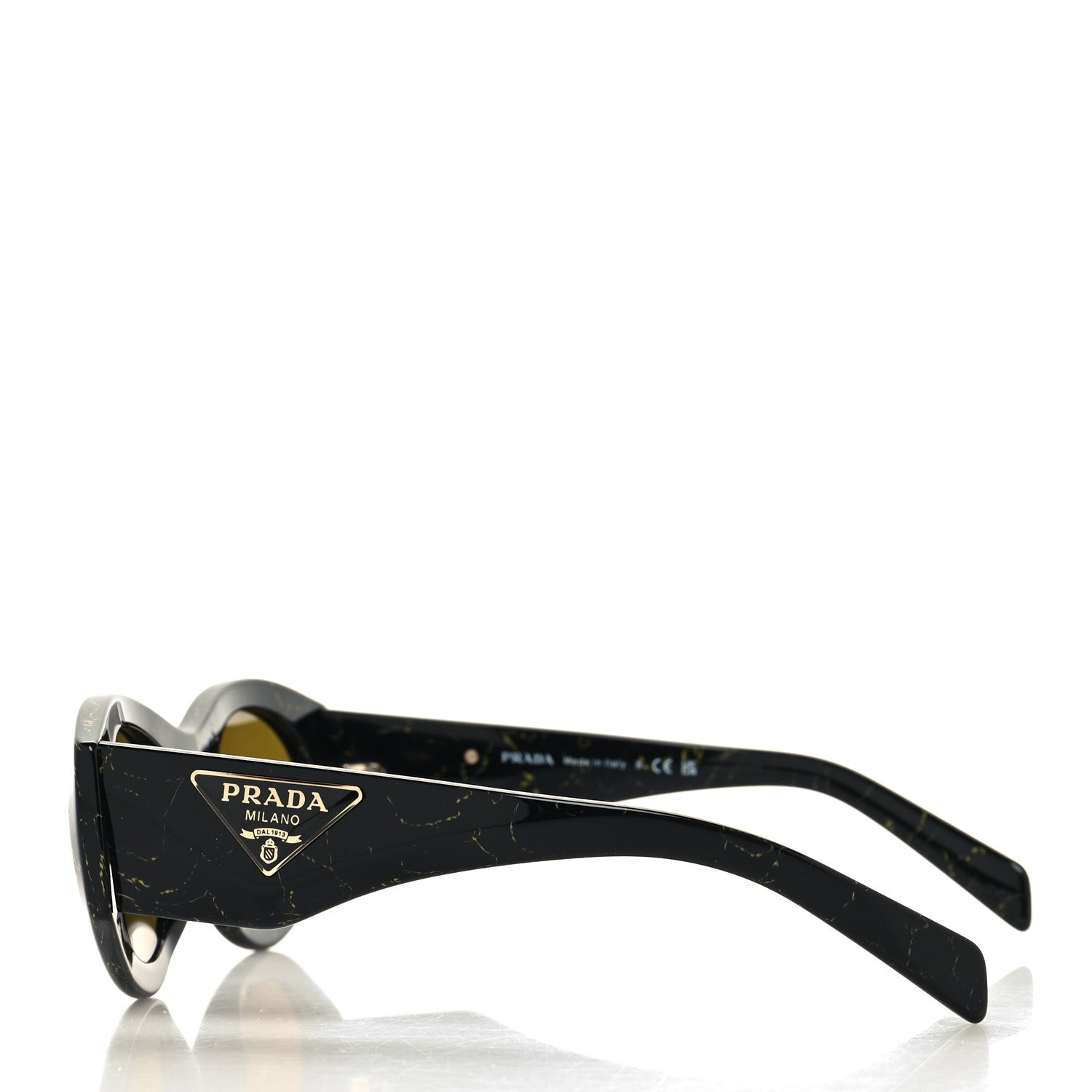 Prada Acetate Oval Symbole Sunglasses SPR 20Z Black Green Marble 3 of 7