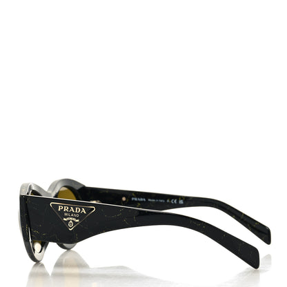 Prada Acetate Oval Symbole Sunglasses SPR 20Z Black Green Marble 3 of 7
