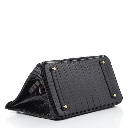 Hermes Shiny Porosus Crocodile Birkin 35 Black 5 of 41