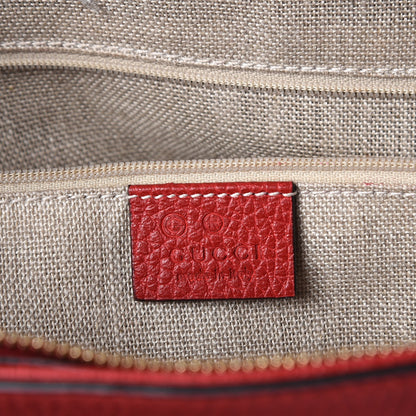 Gucci Pebbled Calfskin Convertible Bamboo Tassel Tote Red 6 of 11