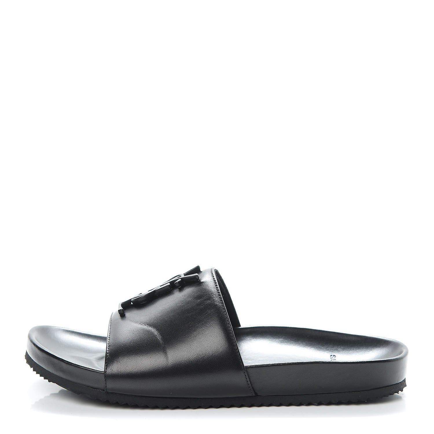 Saint Laurent Lambskin Joan Slide Sandals 37.5 Black 1 of 10