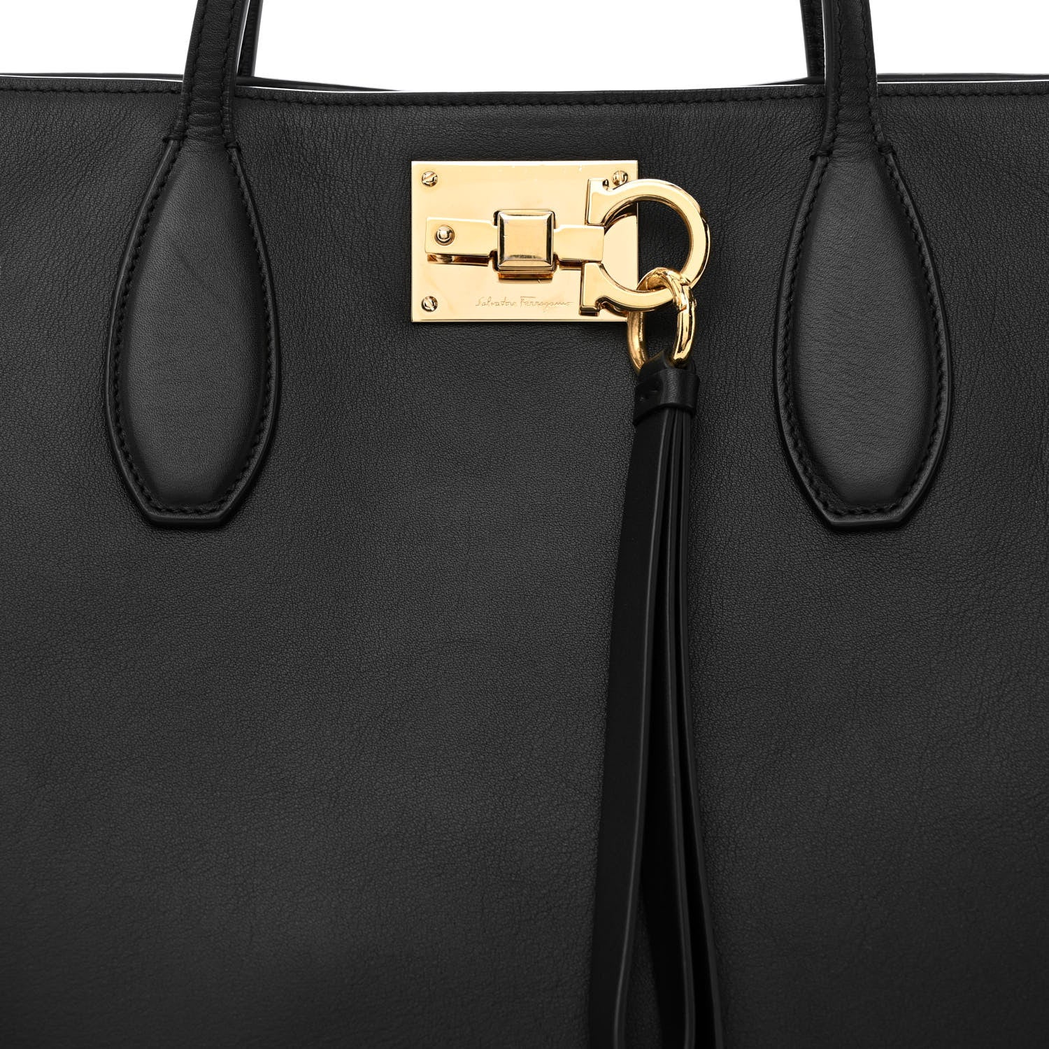 Salvatore Ferragamo Calfskin Studio Tote Black 10 of 14
