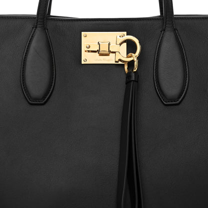 Salvatore Ferragamo Calfskin Studio Tote Black 10 of 14