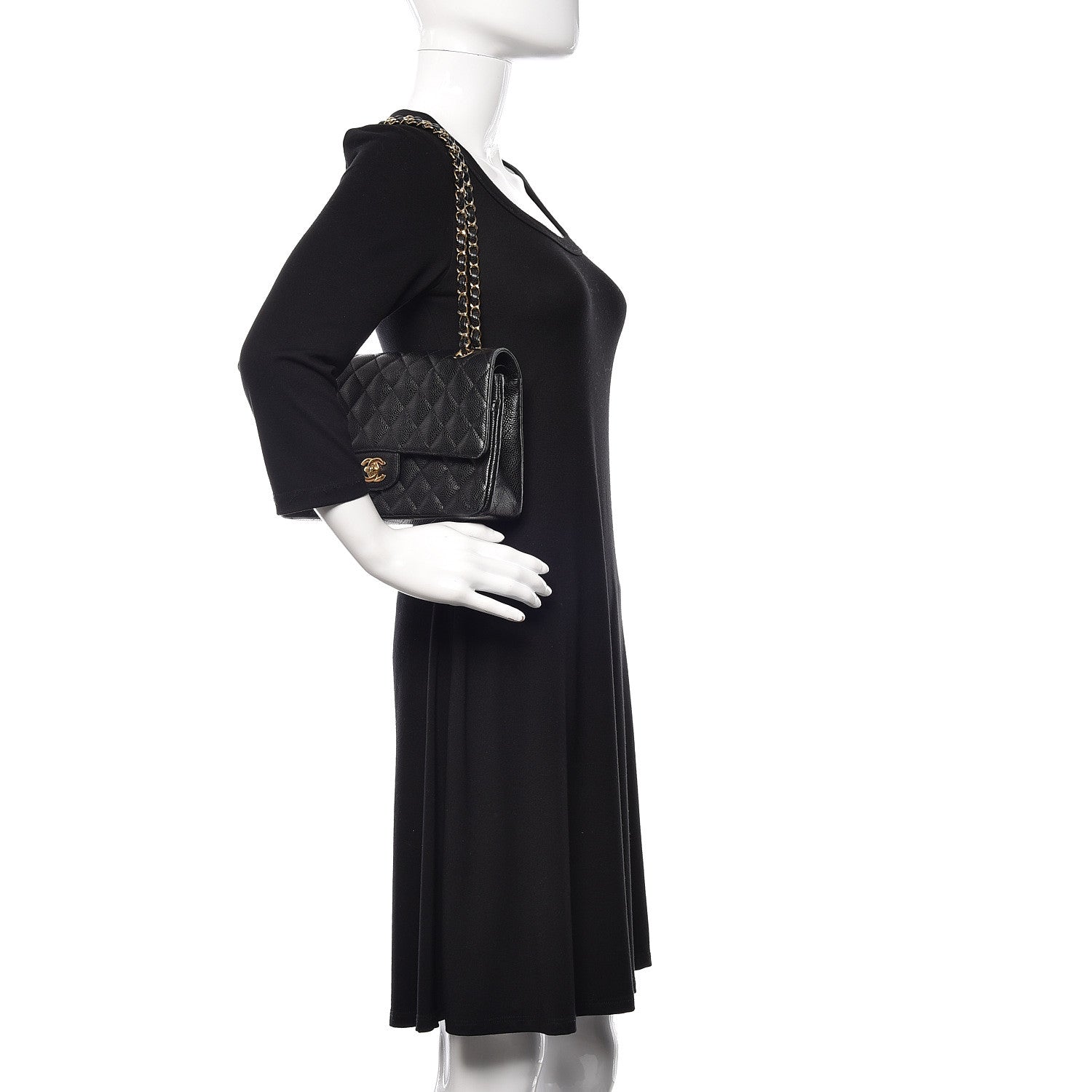Chanel Caviar Quilted Medium Double Flap Black 2 of 17